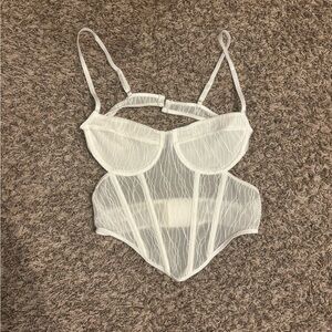 White Sheer Corset Bustier Top Size Small